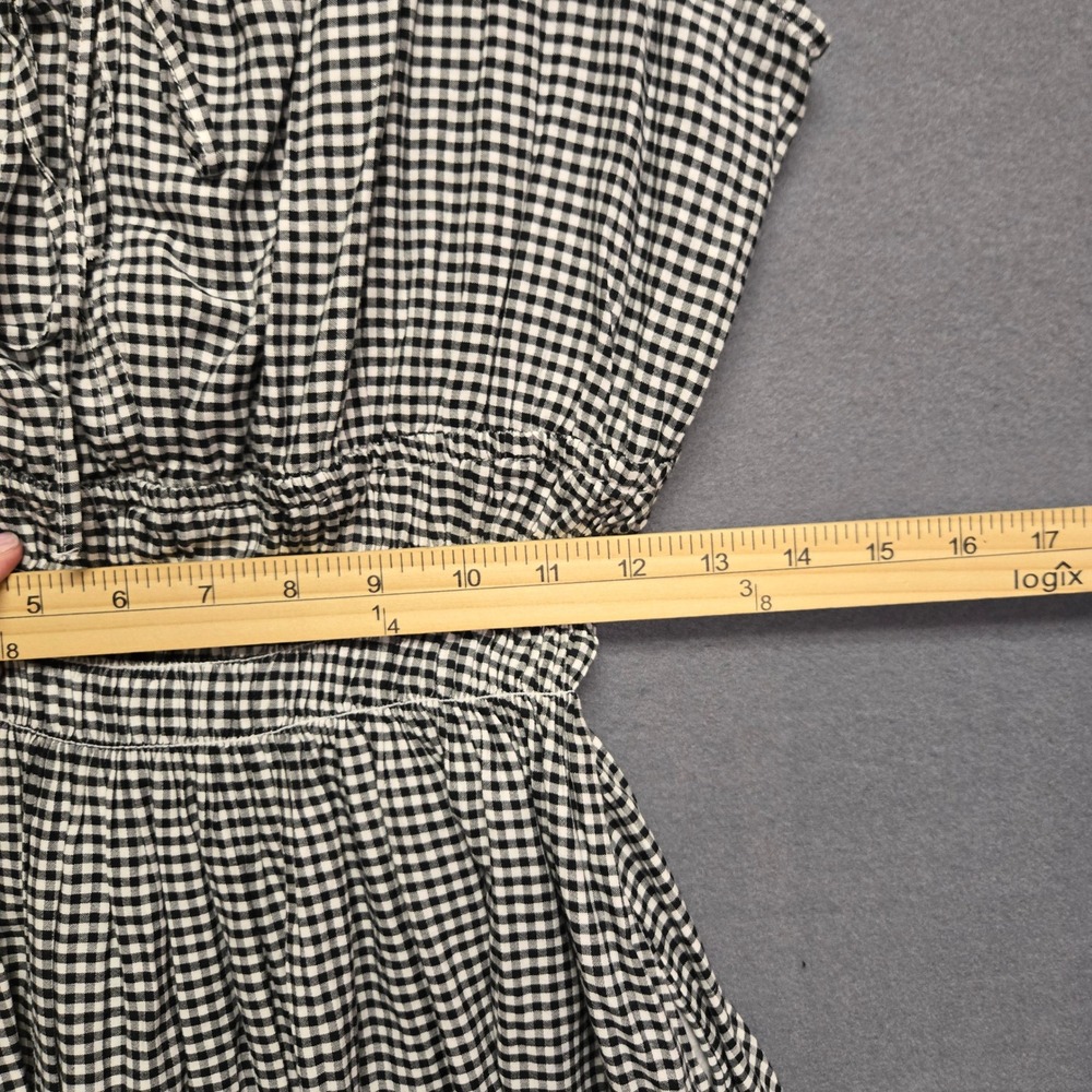 Gap Gingham Cottagecore Country Mini Dress Womens L Tall Black Ruffle Sleeve - Picture 9 of 13